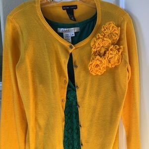 Yellow cotton cardigan sweater